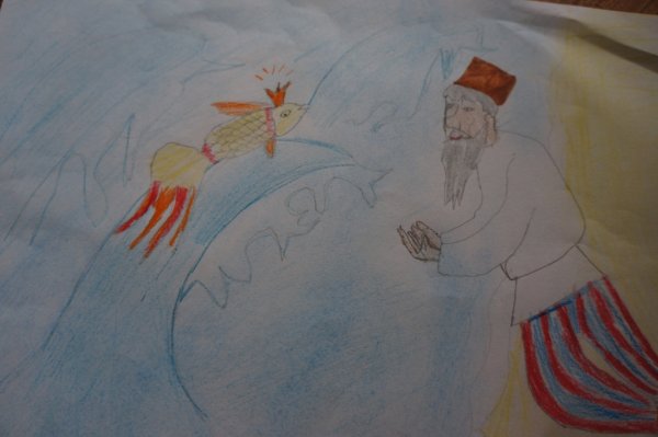 Рисование золотой рыбки поэтапно