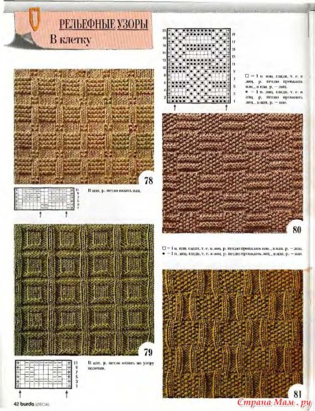 Простые плотные узоры спицами