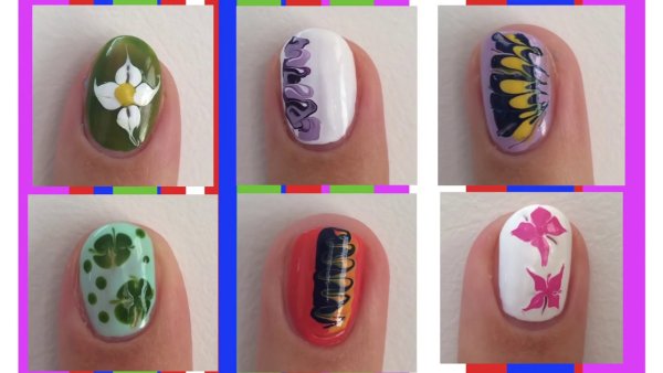 Узоры на ногтях иголкой