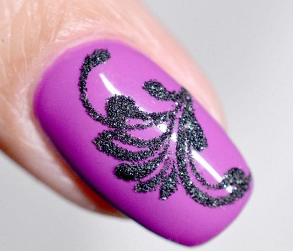 Маникюр градиент с блестками