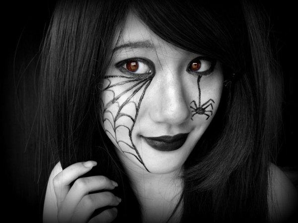 Лёгкий грим на лицо Хэллоуин