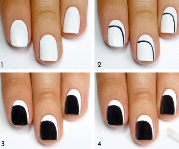 Маникюр с точками и полосками