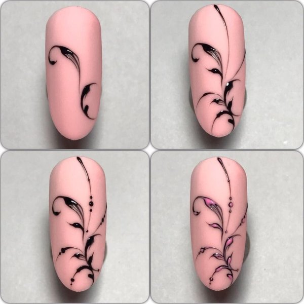 Перья на ногтях пошагово для начинающих