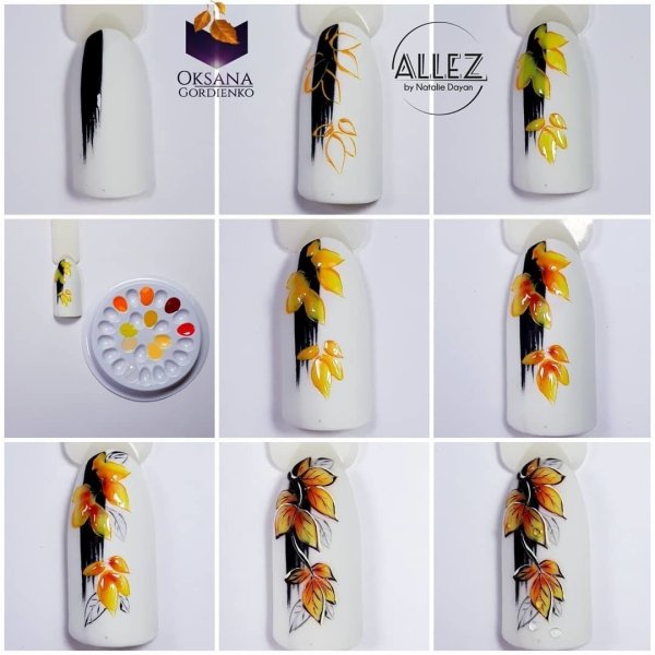 Простенькие рисунки на ногтях по шагово