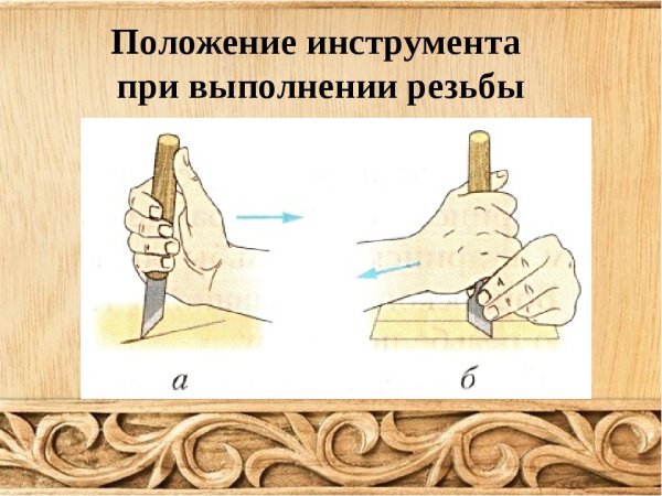Узоры стамеской по дереву