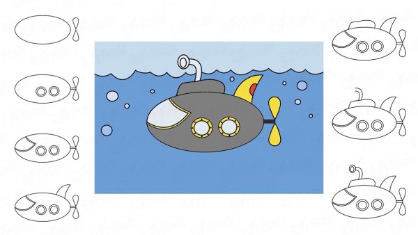 Подводная лодка раскраска