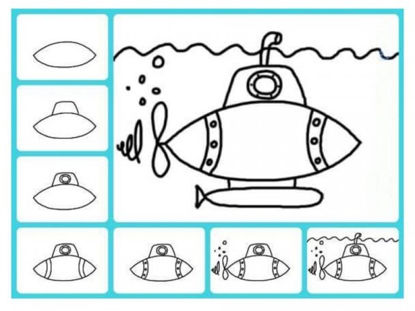 Рисование подводная лодка