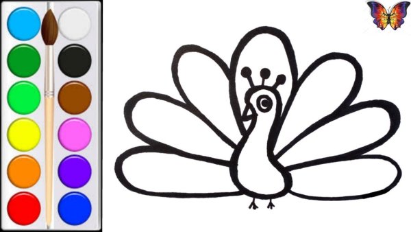 Павлин шаблон для детей