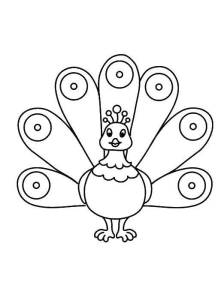 Павлин раскраска для детей пластилином