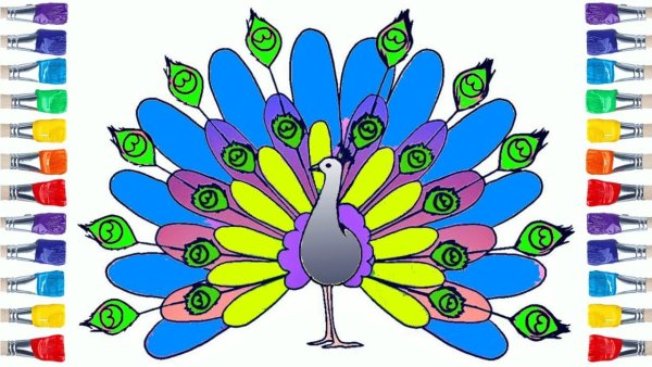 Павлин трафарет