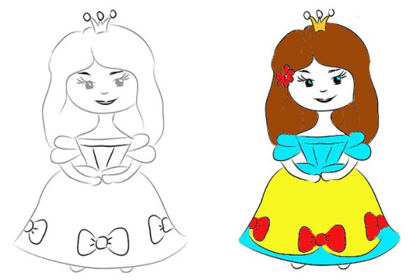 Принцесса рисунок карандашом легкий