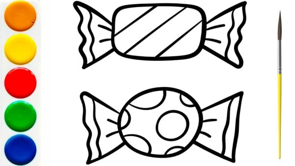 Конфетка раскраска для детей