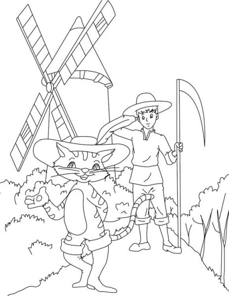 Раскраска кот в сапогах Шарль Перро