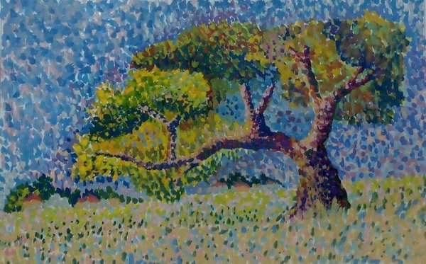 Летний пейзаж в стиле пуантилизм