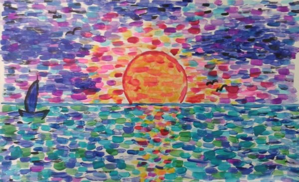 Морской пейзаж техника пуантилизм