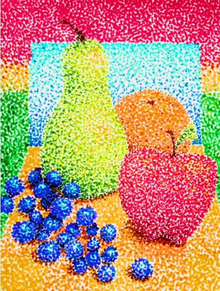 Натюрморт в технике пуантилизм для детей