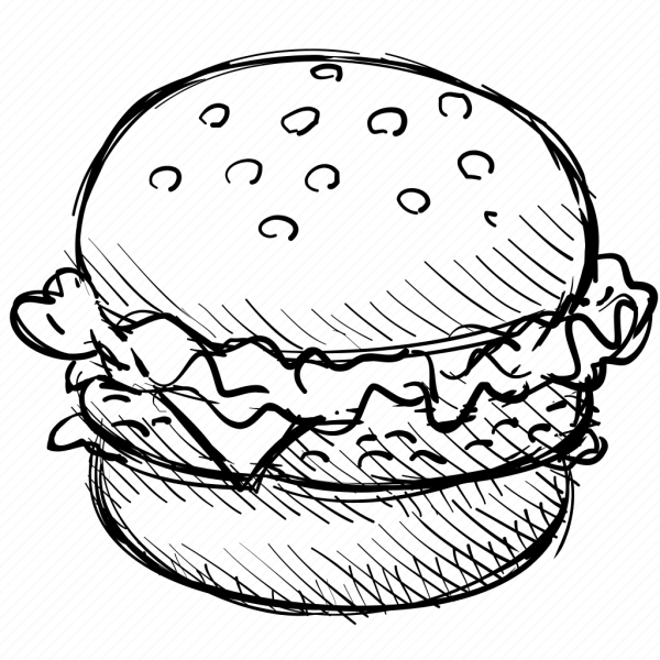 Гамбургер для срисовки карандашом