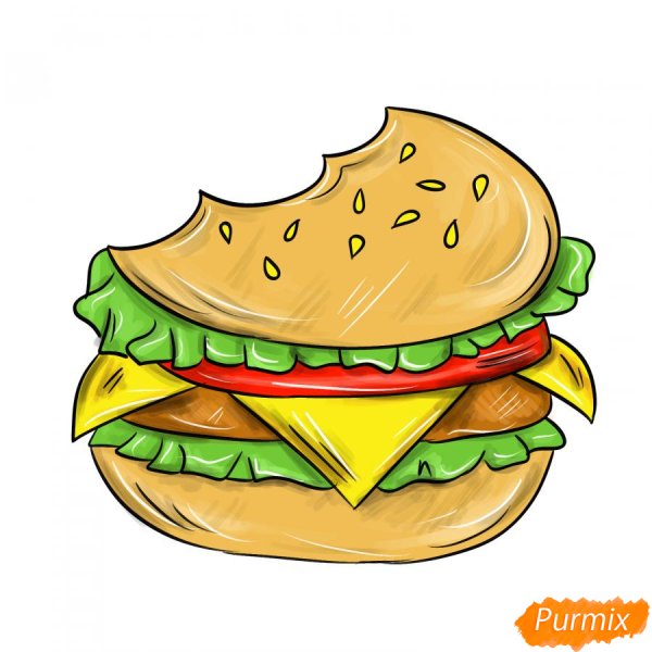 Бургер рисунок карандашом