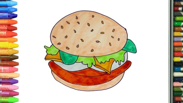 Детские рисунки для рисования гамбургер