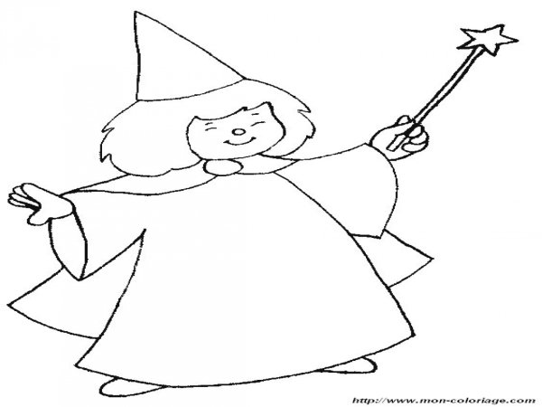 Раскраска волшебник с волшебной палочкой