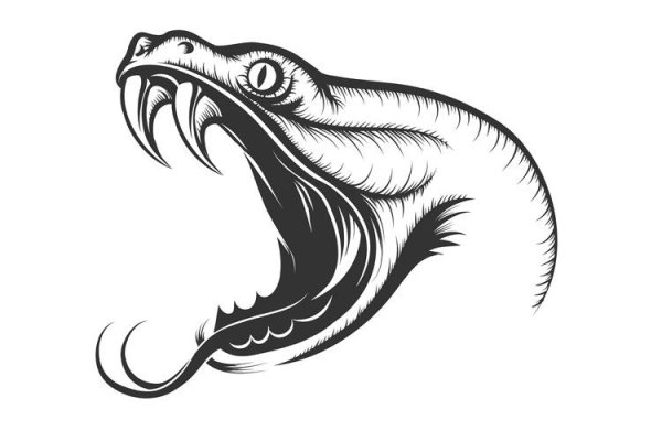 Змея с открытой пастью эскиз