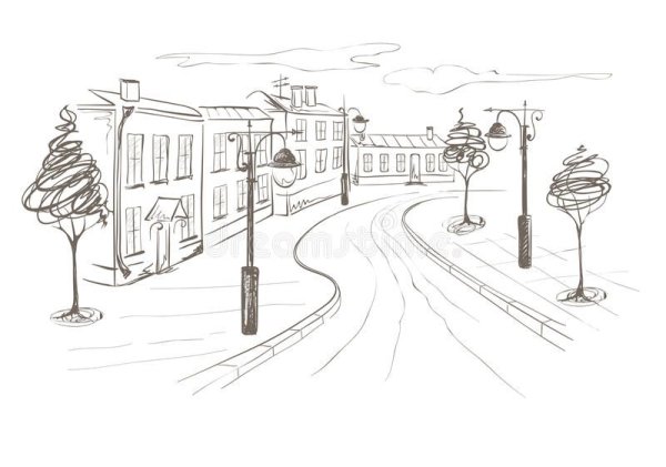 Фонарь на улице рисунок