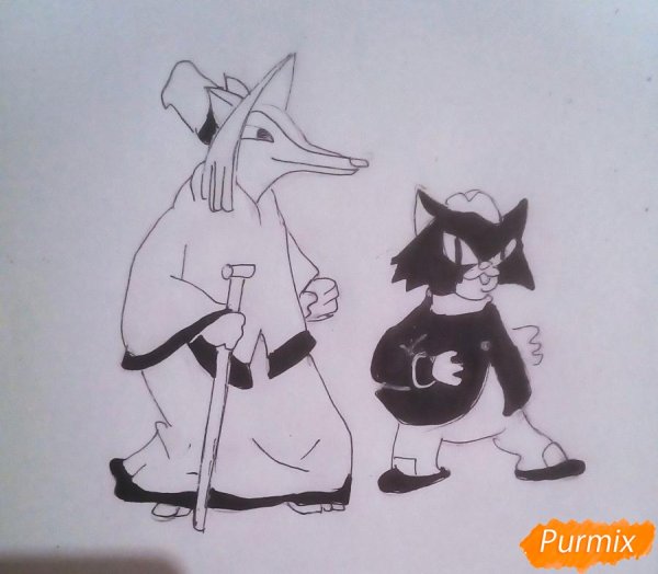 Лиса Алиса и кот Базилио рисование