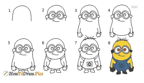 Фиолетовый Миньон карандашом