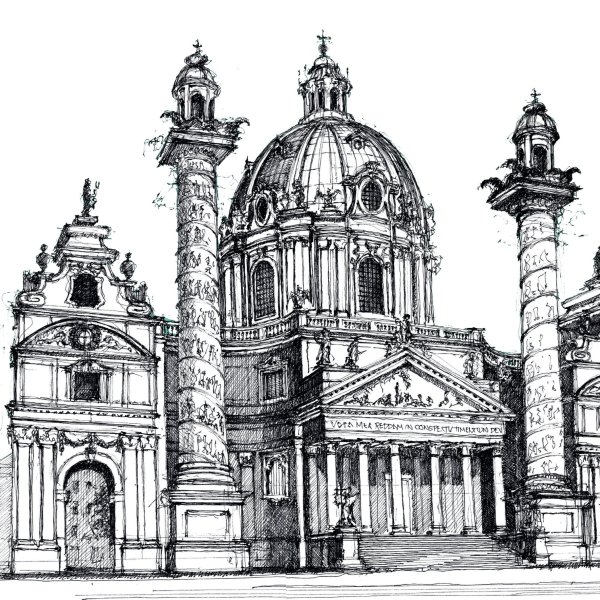 Карлскирхе Вена чертеж