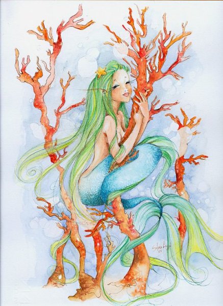 Рисунки простым карандашом русалки
