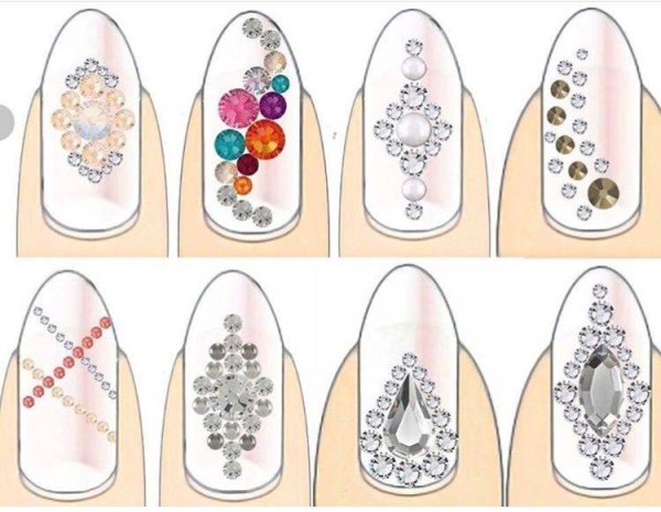 Выкладка страз на ногтях