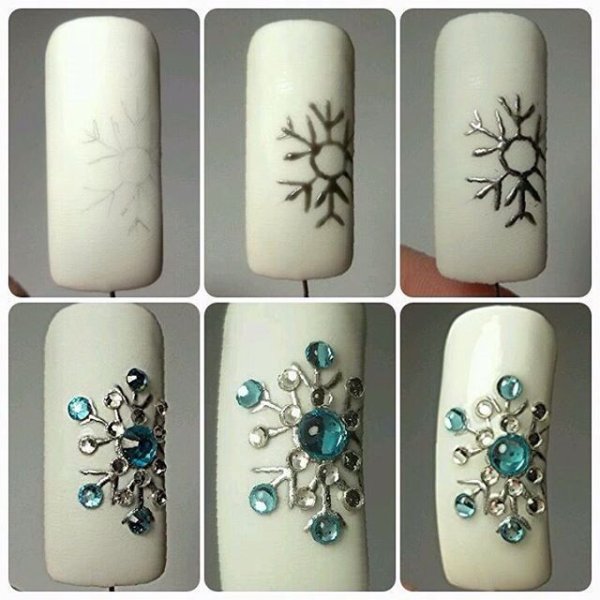Стразы на ногтях пошагово