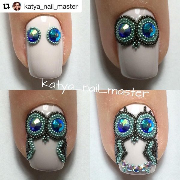 Маникюр ящерица стразы