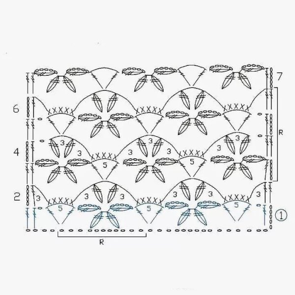 Узор Ажур крючком схема