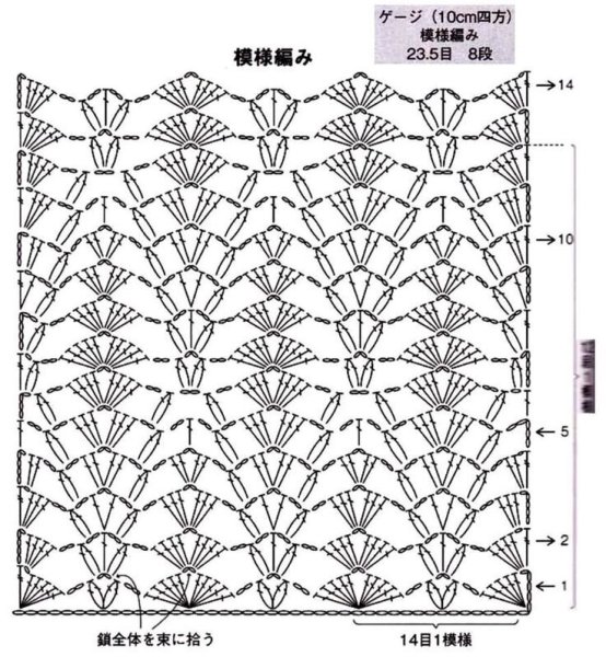 Схемы ажурных узоров крючком для палантинов