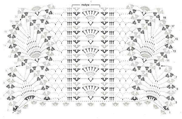 Ажурный палантин из мохера крючком схемы