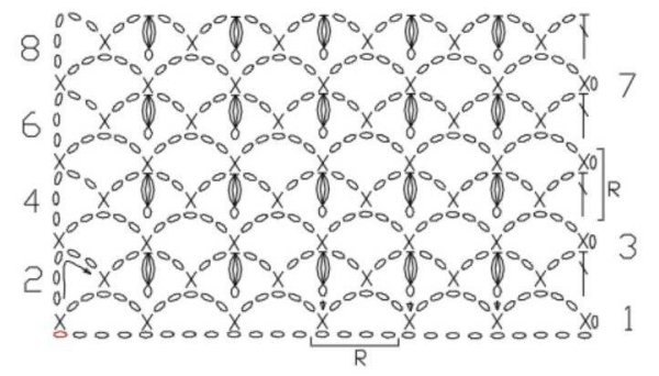 Шишечки на сетке крючком схемы