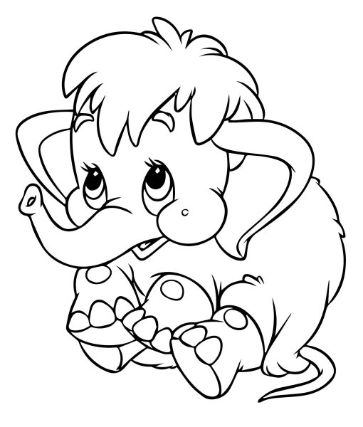 Мама для мамонтенка. Раскраска