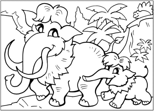 Мамонтенок раскраска для детей