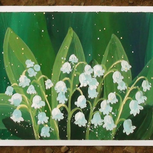 Ландыши рисунок для детей красками