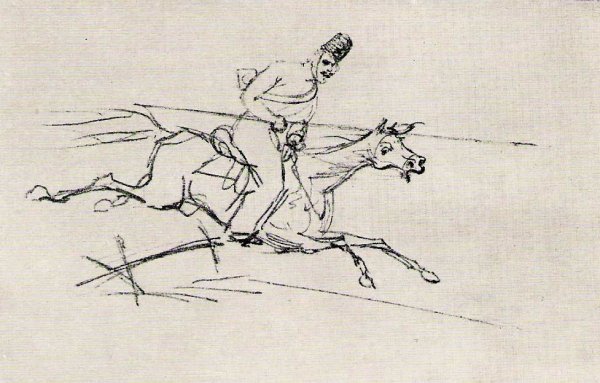 Иллюстрация к сказке Ашик Кериб черно белые