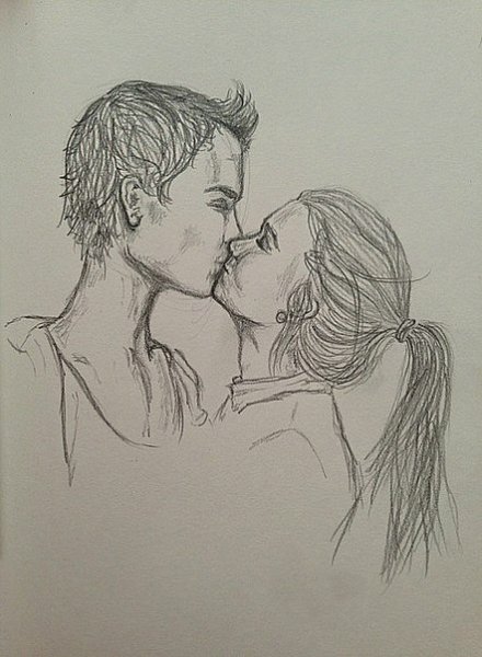 Рисунок влюбленных карандашом