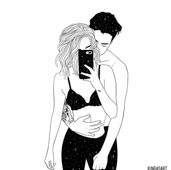 Рисунок влюбленных карандашом