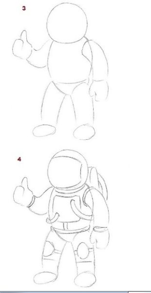 Поэтапное рисование Космонавта