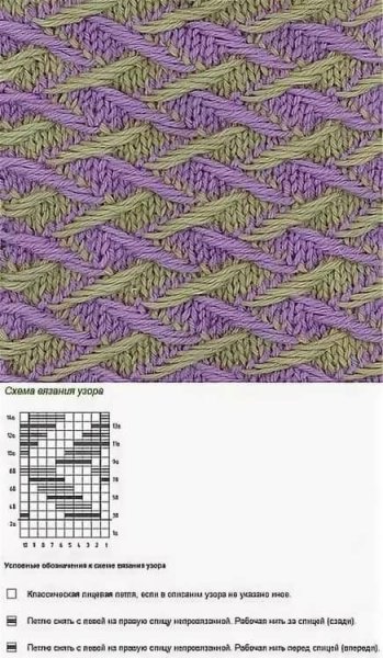 Вязание спицами двухцветные узоры со снятыми петлями