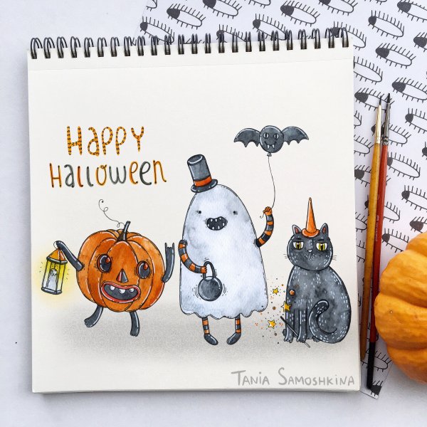 Хэллоуин рисунки в скетчбук