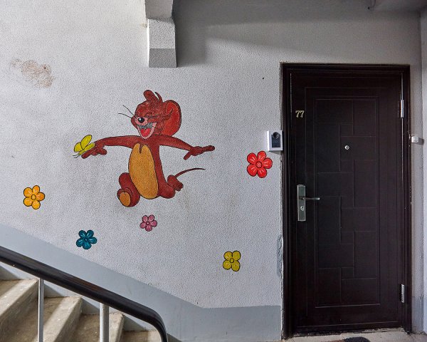 Рисунки в подъезде на стенах