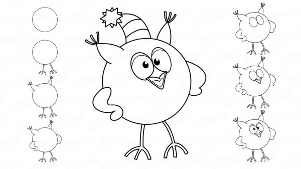 Рисуем Совунью из смешариков поэтапно