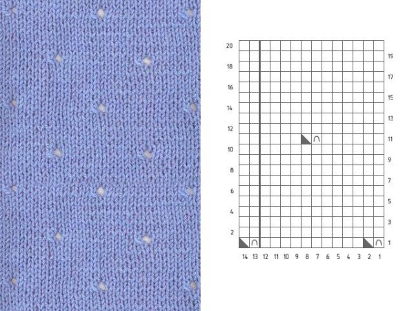 Узор спицами с дырочками простой