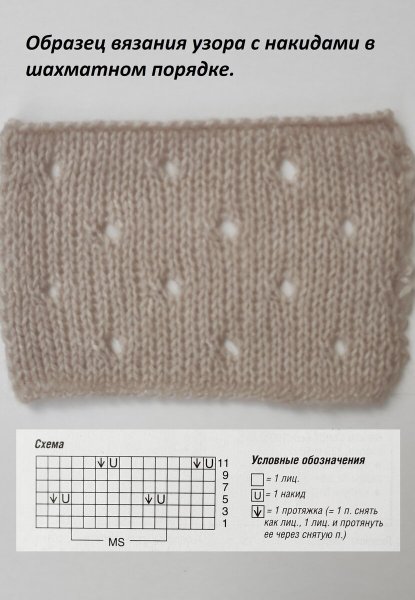 Узор дырочки спицами